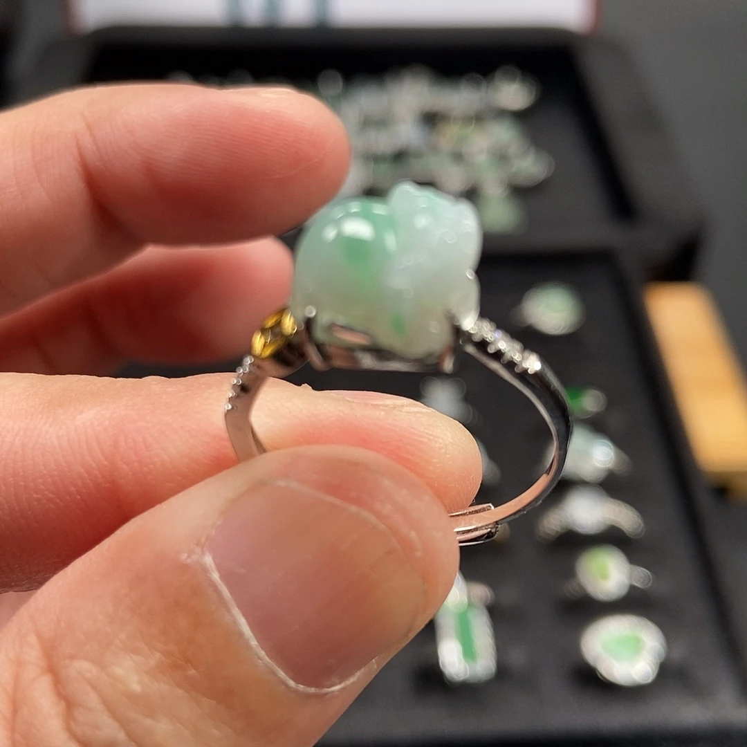 翡翠银S925镶嵌戒指