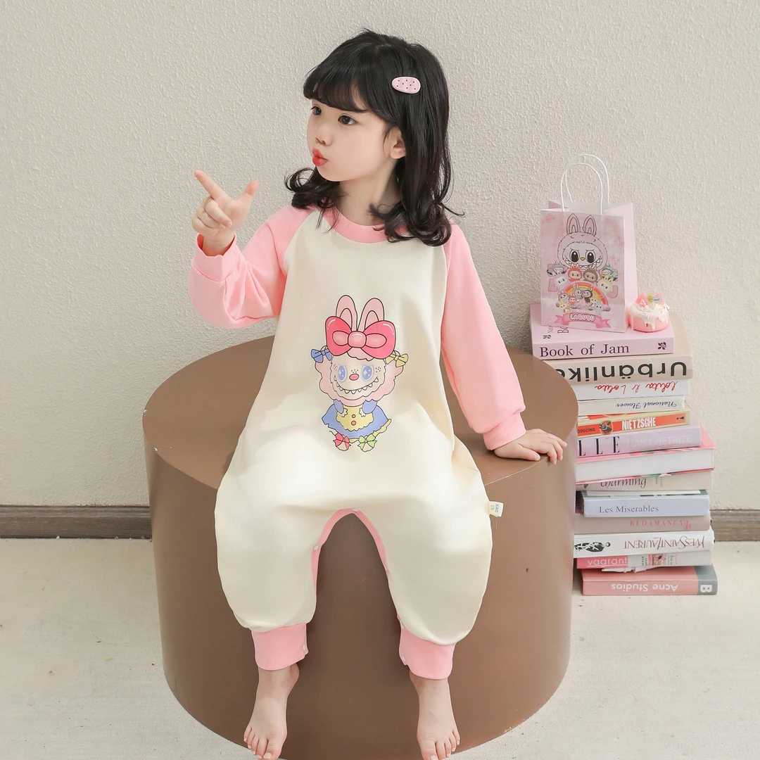女童连体睡衣春秋款女款纯棉拉布布小女孩宝宝睡袋长袖儿童家居服