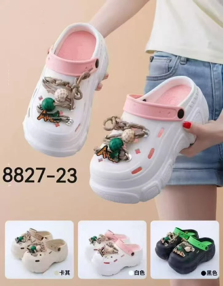 8827-23#时尚百搭厚底洞洞鞋