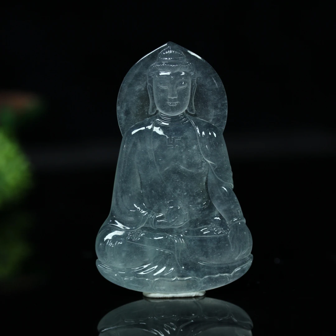 天然缅甸翡翠A货高冰福满安康观音吊坠/01019117/拍卖