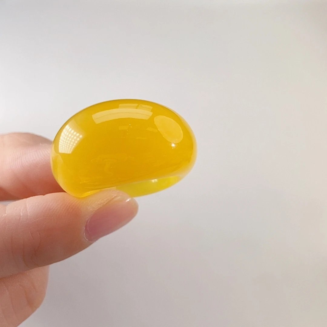 未镶嵌蜜蜡戒指天然蜜糖色蜜蜡馒头戒指14号