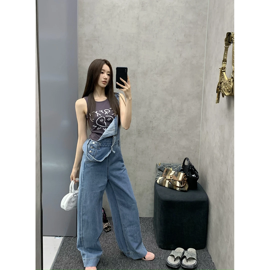 FORNI Finding野趣 纯棉宽松牛仔背带裤显瘦时尚外穿减龄