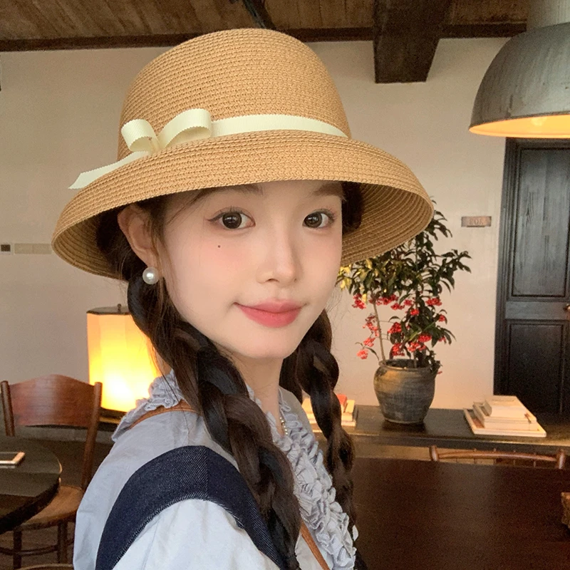 『高品质版』赫本风草帽子女2025新款夏季遮阳渔夫帽盆帽礼帽百搭