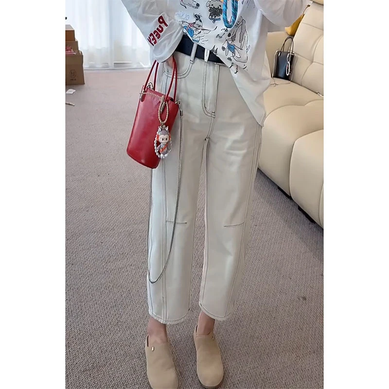 大码高腰弹力直筒牛仔裤女2025夏季新款小个子显瘦洋气时尚弯刀裤