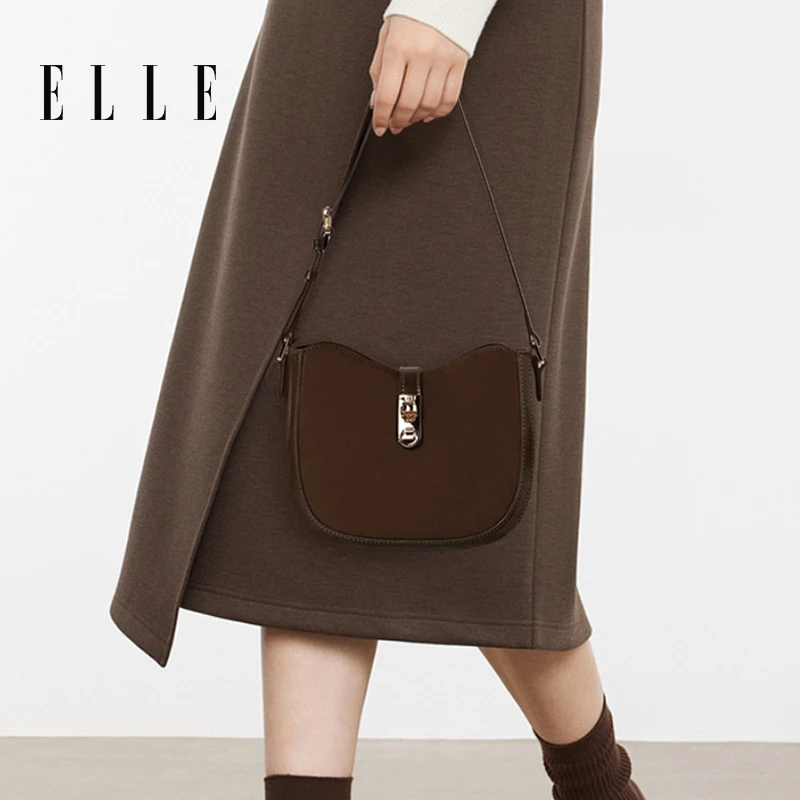 ELLE25年新款女士月牙包简约潮流单肩包时尚斜挎包轻奢46612