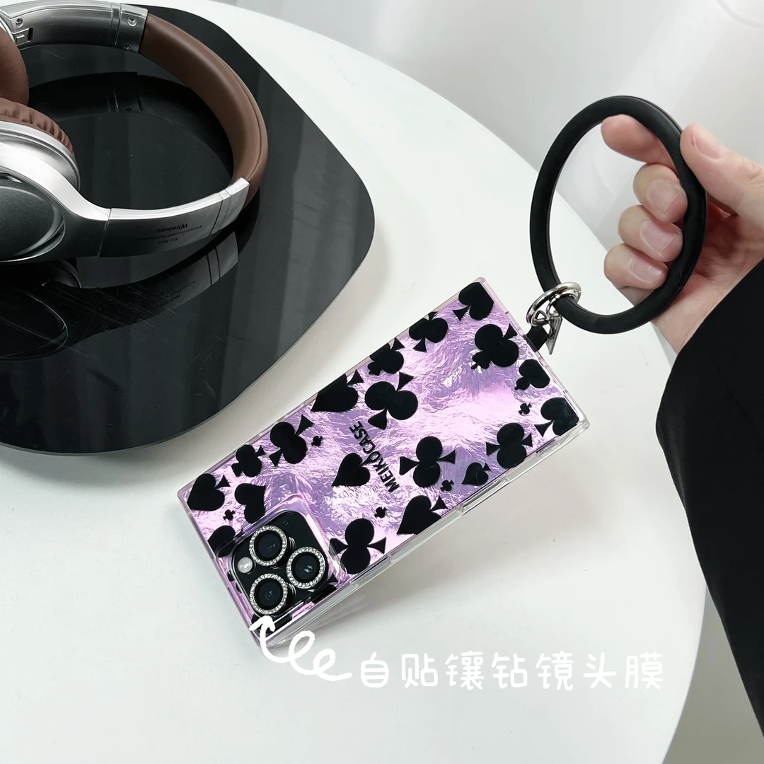 MEIKOCASE 手机壳黑桃梅花方形适用苹果17promax镜头保护16挂绳15