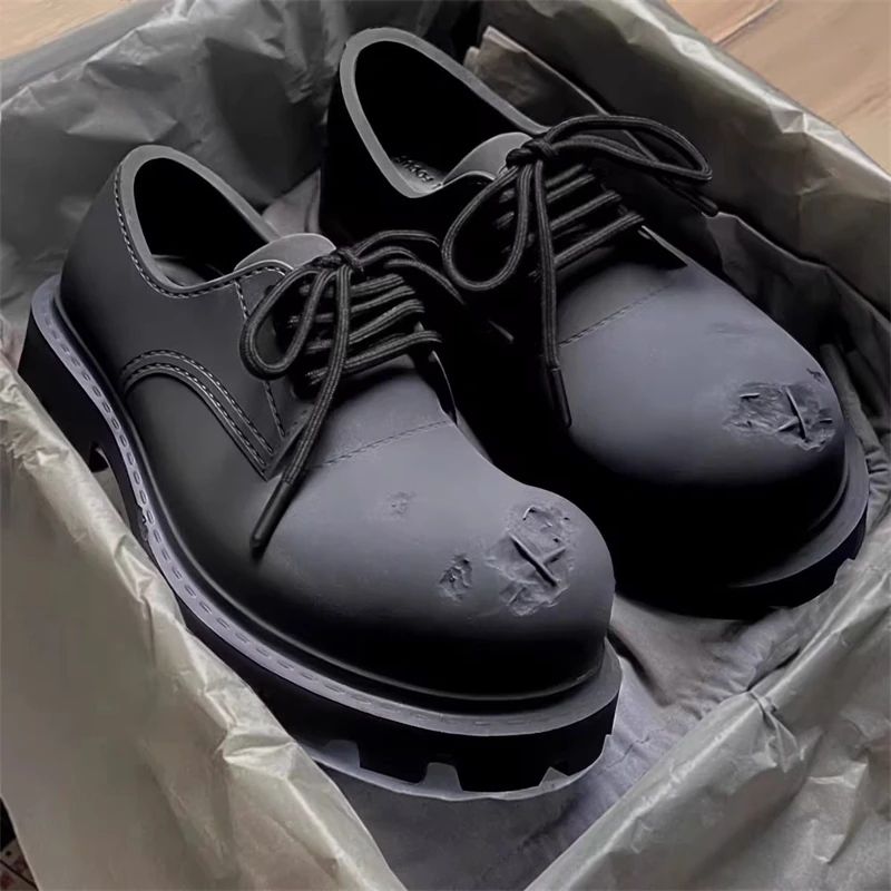 英伦风德比鞋男增高圆头皮鞋cleanfit真皮高级感潮流大头米奇鞋