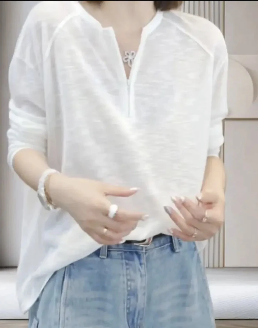 【 氧气女生】3夏季百搭防晒薄款宽松显瘦慵懒风时尚长袖上衣2539