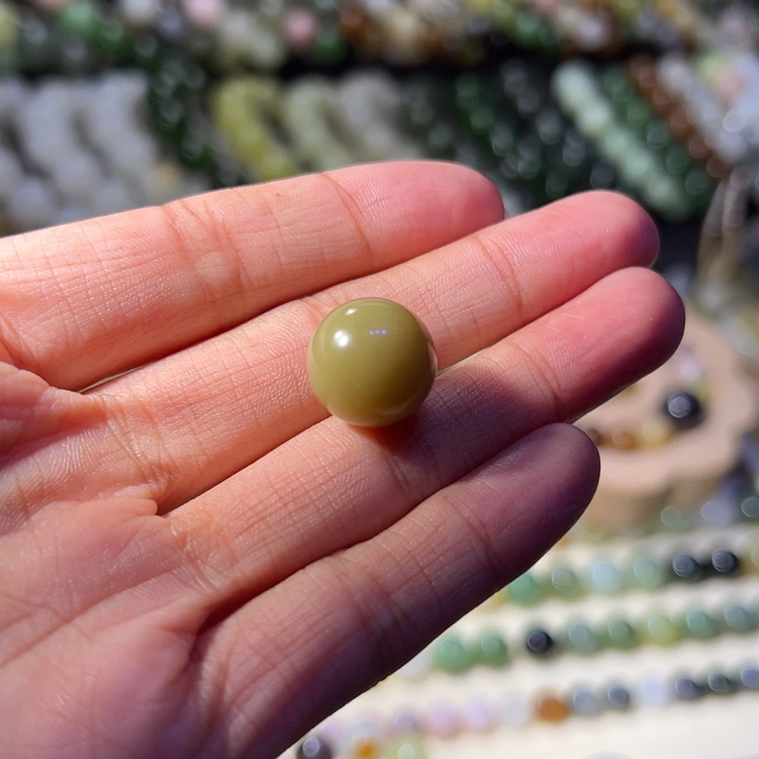 【闪购商品】未镶嵌和田玉珠宝奇石芥末黄14mm