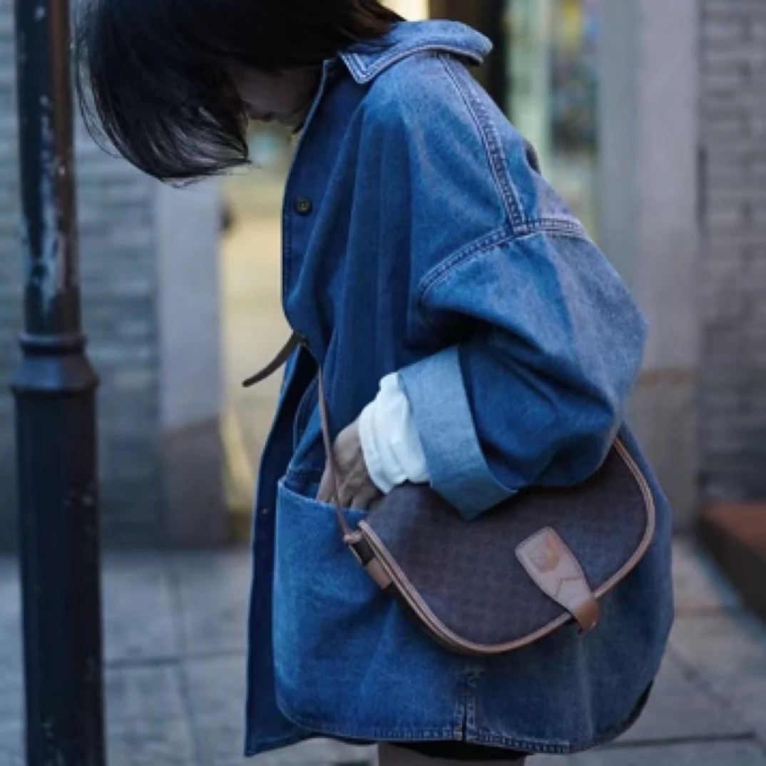 95新 Celine/思琳 思琳老花马鞍斜挎包