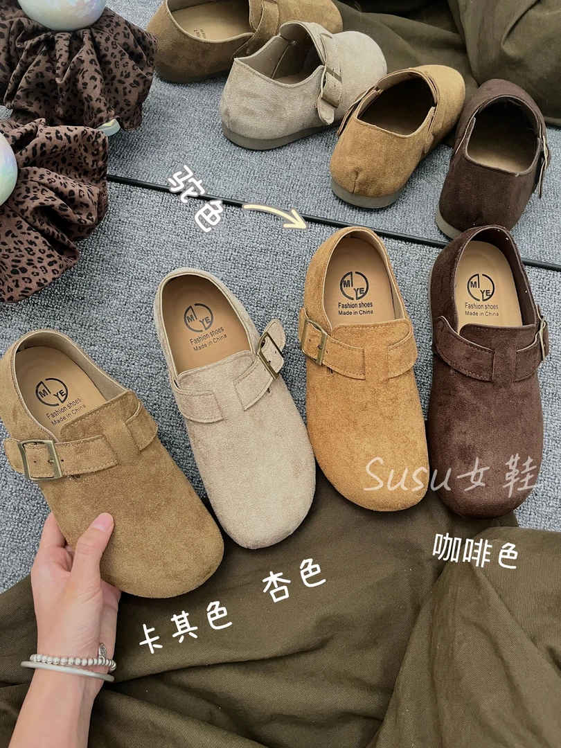 全包勃肯鞋女2025秋夏新款爆款平底一脚蹬博肯鞋子百搭孕妇豆豆鞋