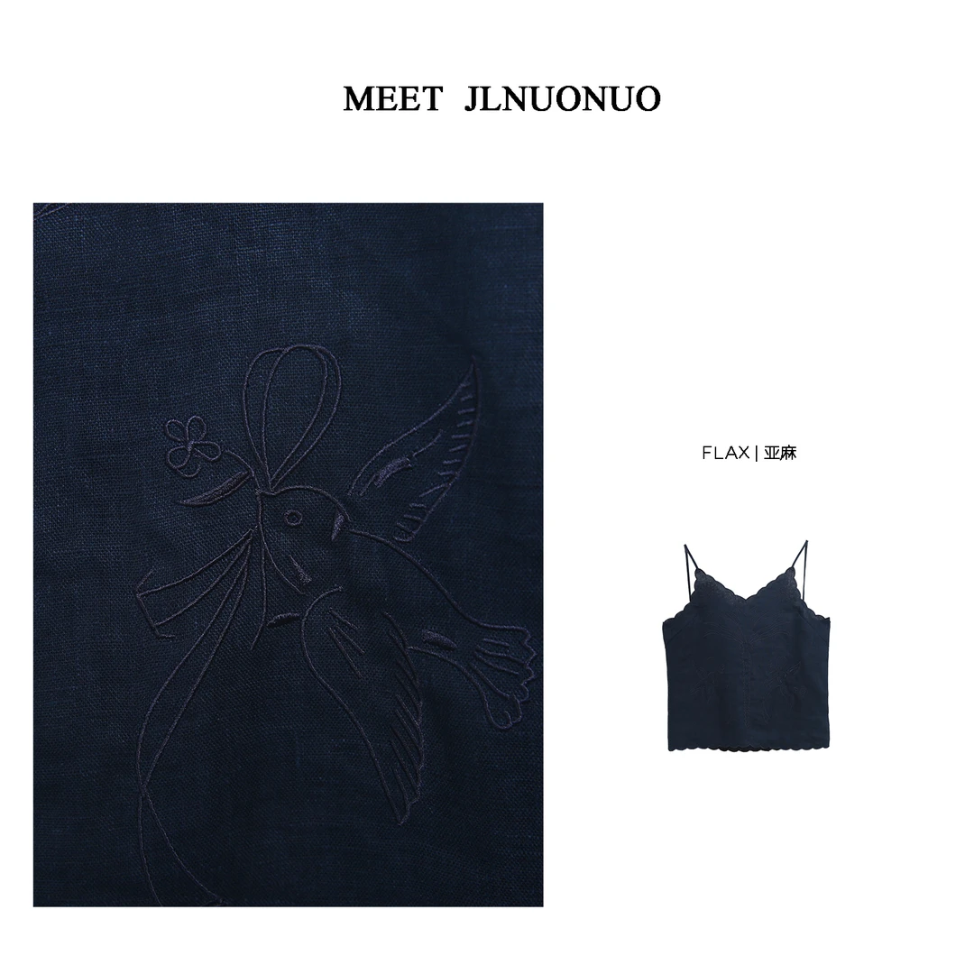 JLNUONUO   高定绣花肩带可调节亚麻吊带