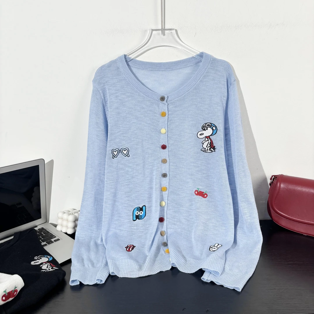 小韩日记【史努比】针织开衫时尚休闲百搭卡通刺绣长袖夏季K697
