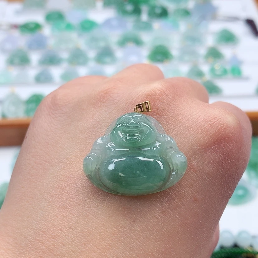 【闪购商品】翡翠吊坠(赠链)18K金镶嵌