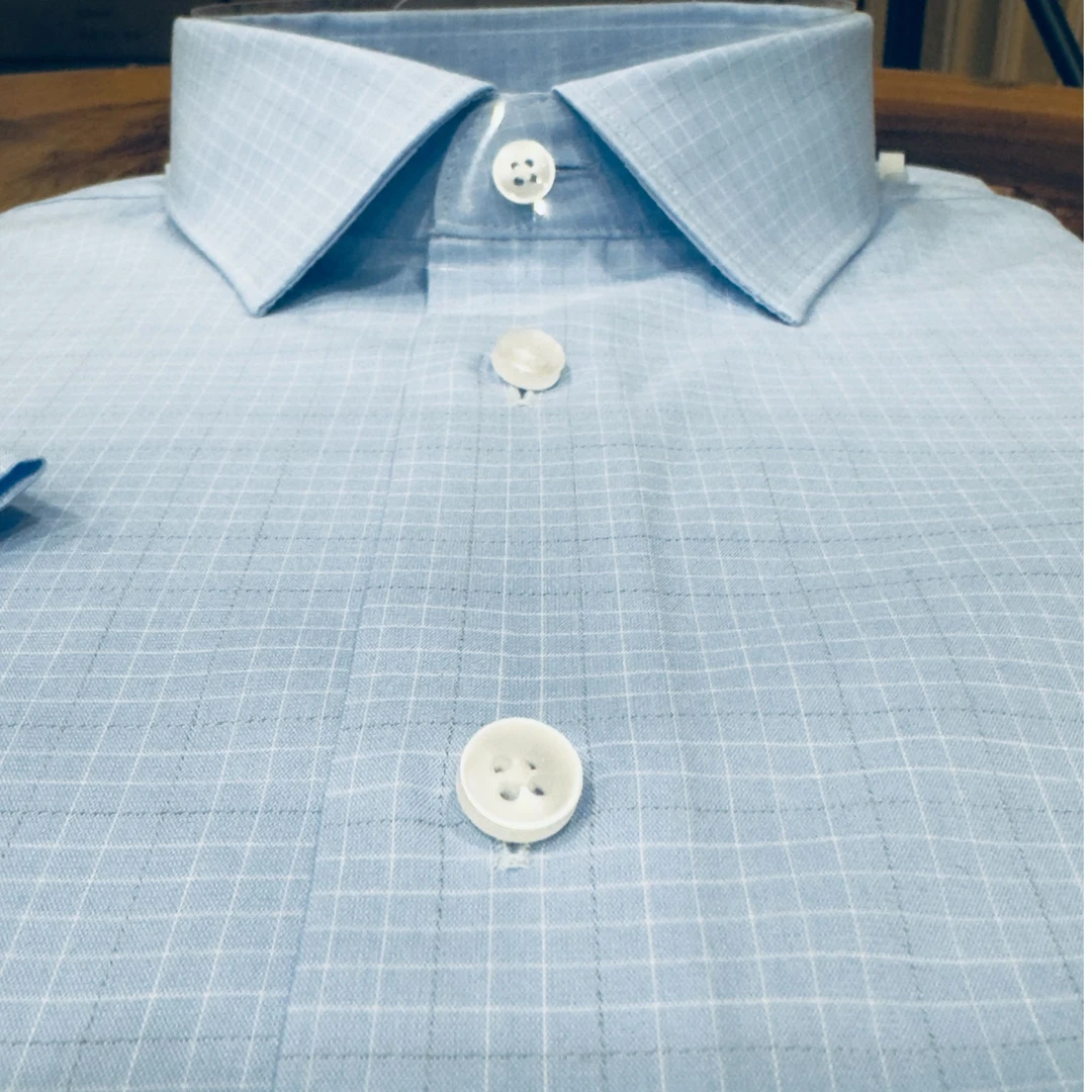 PUGER夏季短袖男士衬衫透气薄款兰格款