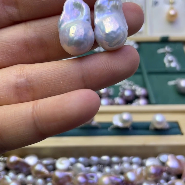 淡水珍珠耳饰银S925镶嵌