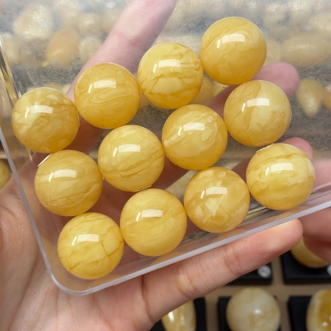 蜜蜡未镶嵌裸石20+满蜡鸡油黄虎皮手串