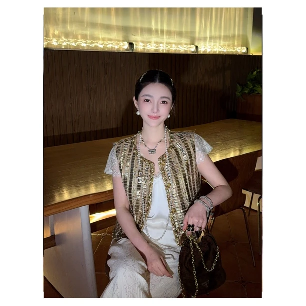 20-【埃及艳后】宝儿家含幂BJ70725102重工小香风流苏格子马夹女