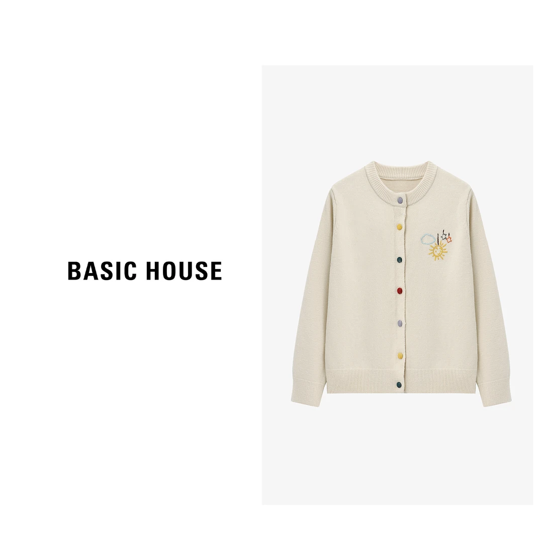 Basic House/百家好小香风针织短款时尚休闲百搭毛衣-B0625B5MWX2