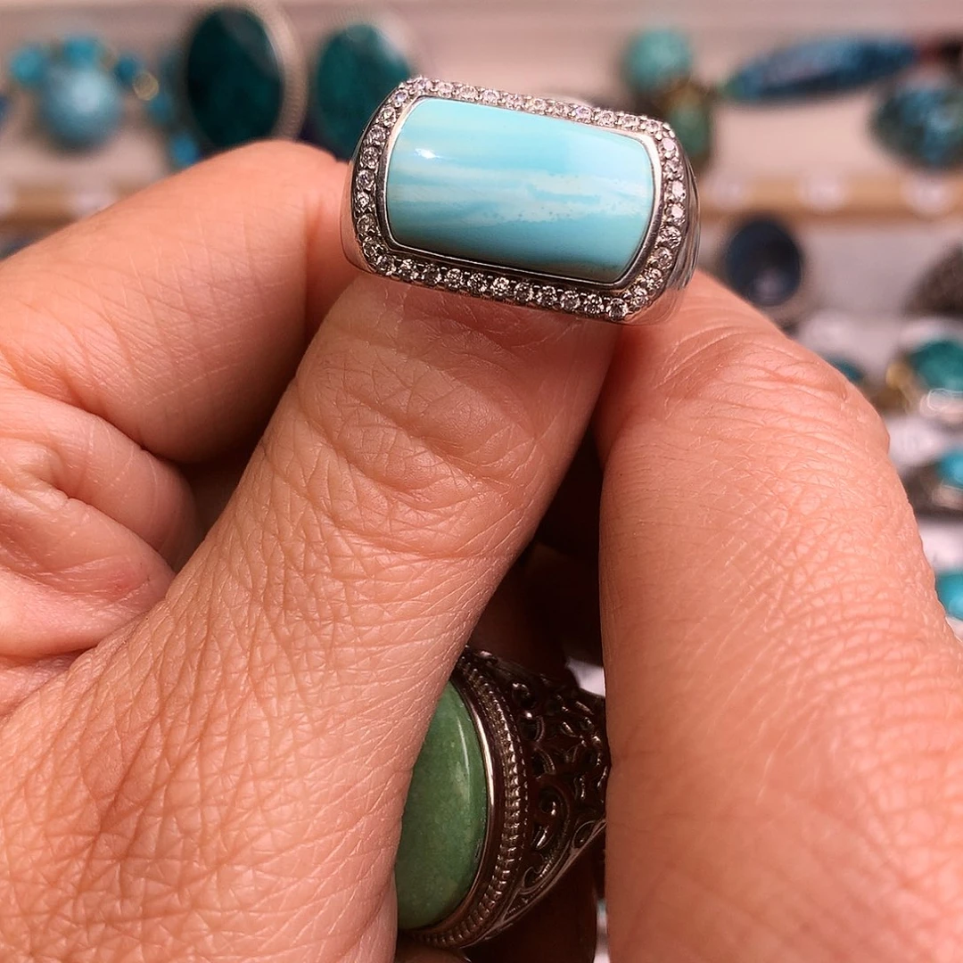 绿松石挂件银S925镶嵌