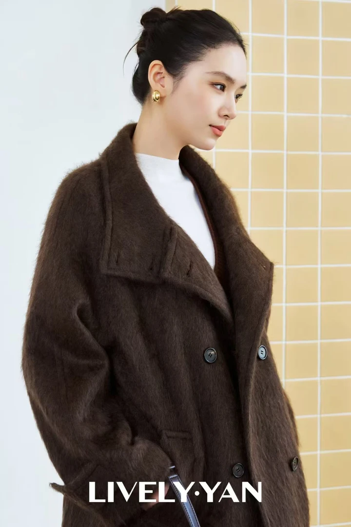 俪妍冬款牦牛绒中长款大衣