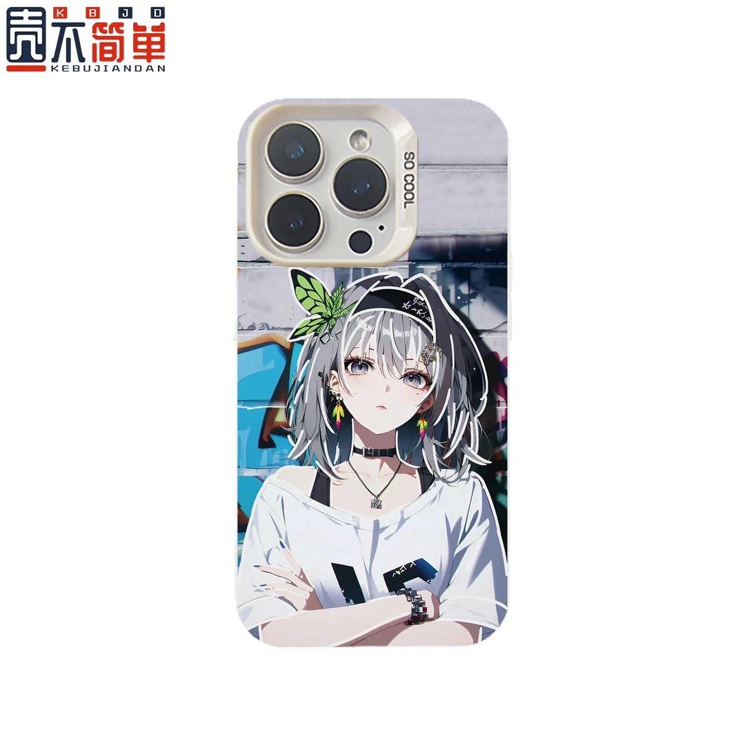 流萤适用于苹果华为一加iQOO小米的彩银白底动漫防摔手机壳