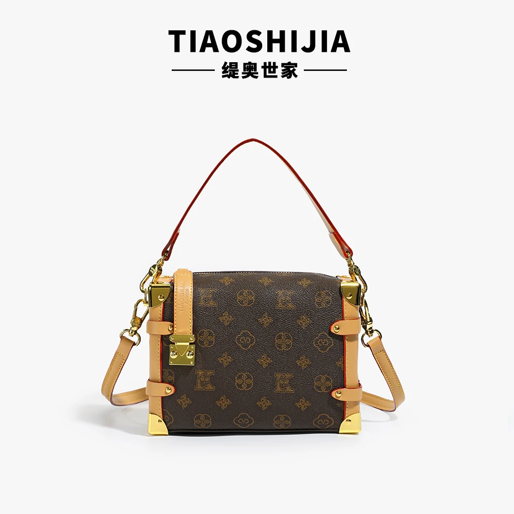 通勤斜挎包包女士2025新款复古轻奢小众高级大容量百搭单肩盒子包