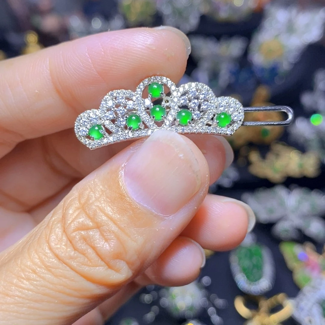 翡翠银S925镶嵌套链天然翡翠