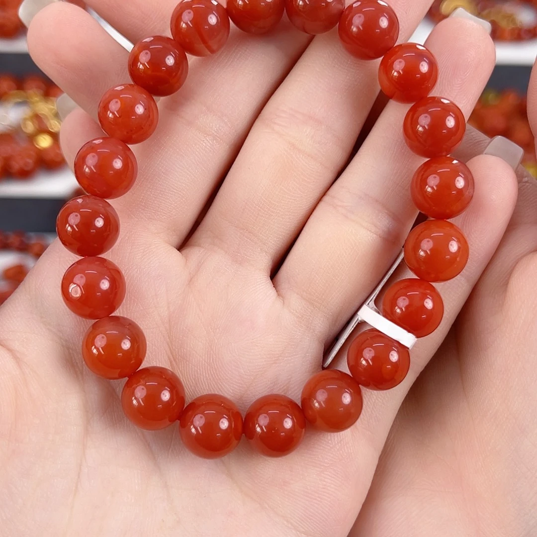 南红玛瑙未镶嵌瓦西锦红玉化10mm手串