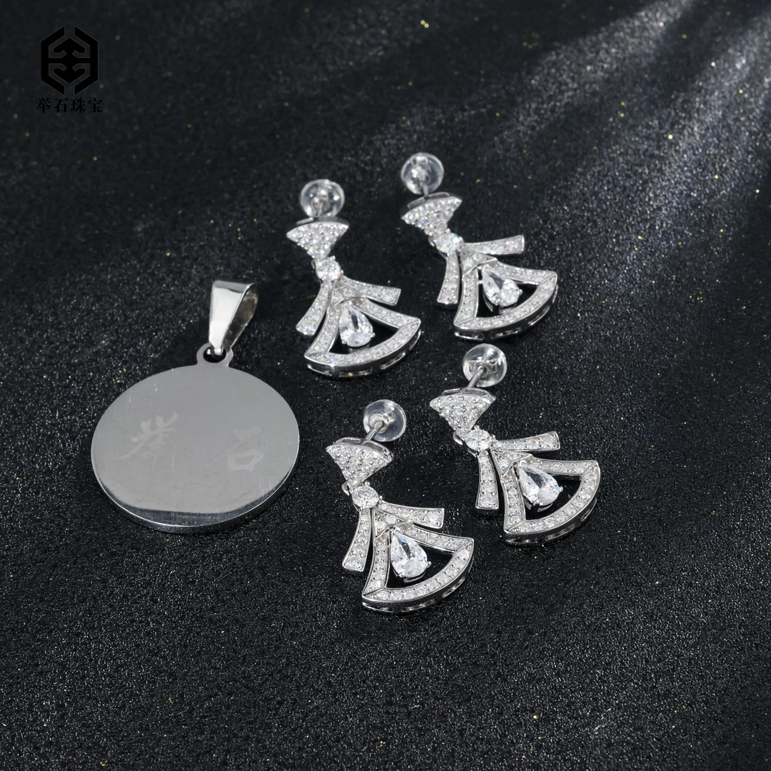 925银莫桑石银制品 【举石】T0731-9819-27莫桑钻耳饰(一对多样性）X