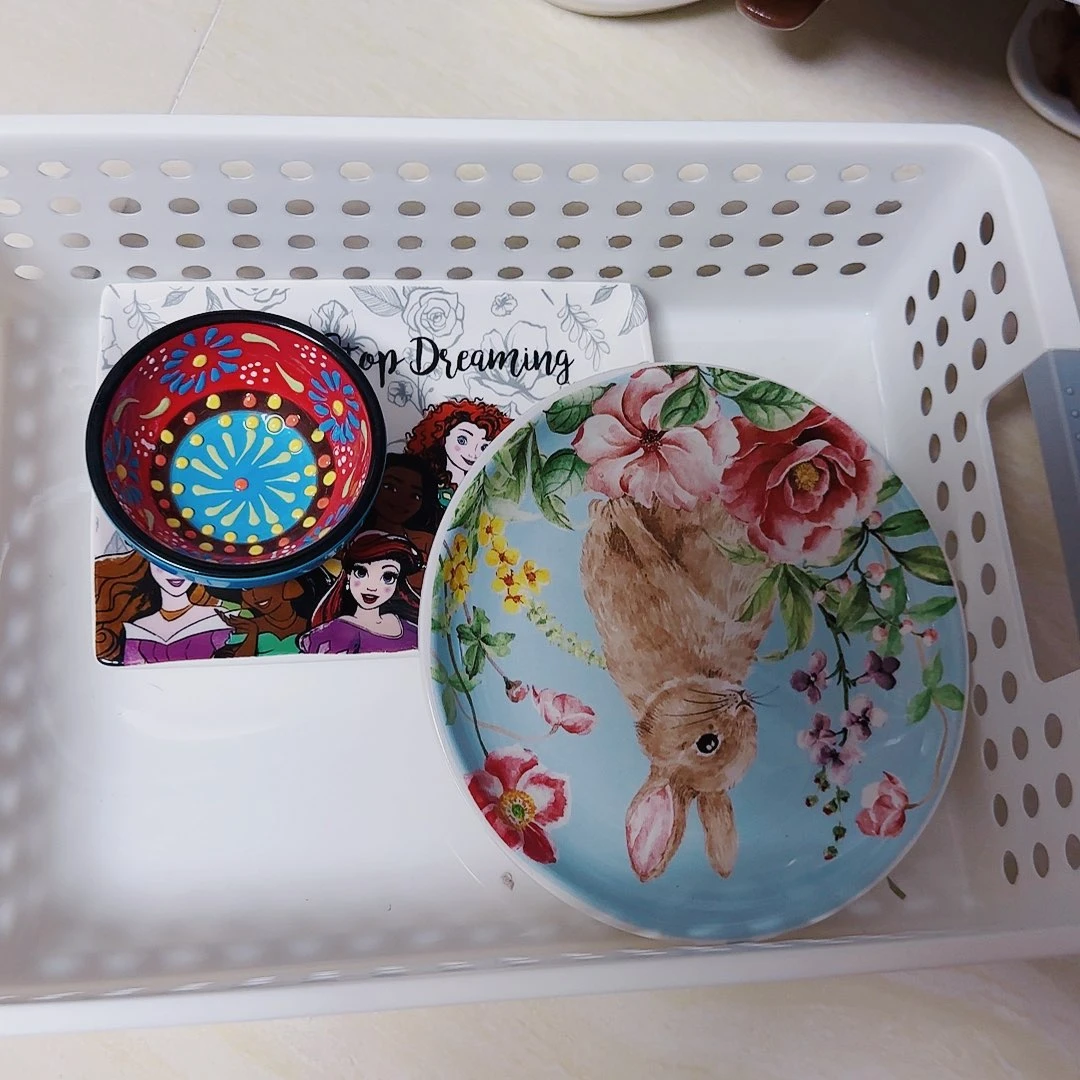 摆件默认微瑕陶瓷兔子盘