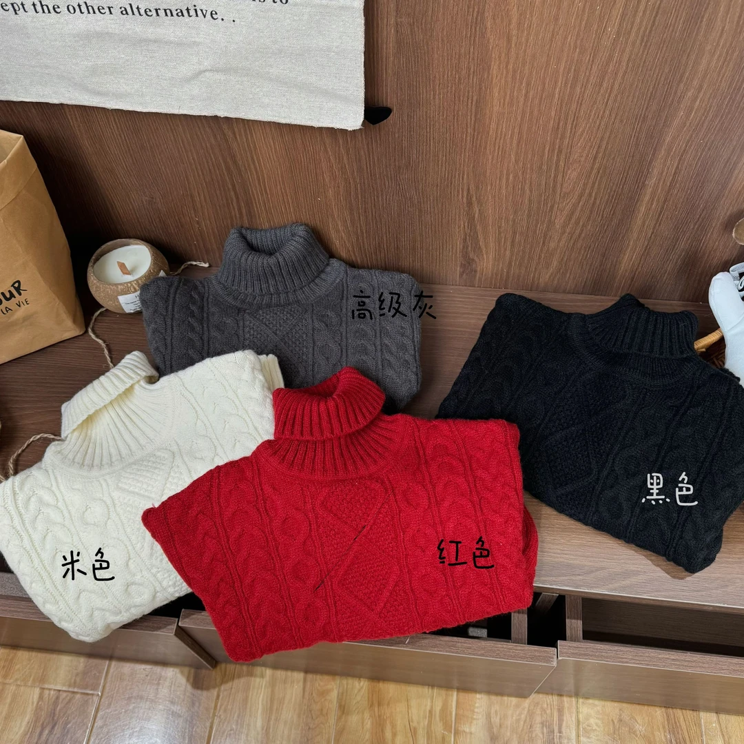 现货〃韩版男童2024秋冬新款超韩系高领纯色洋气毛衣百搭3790