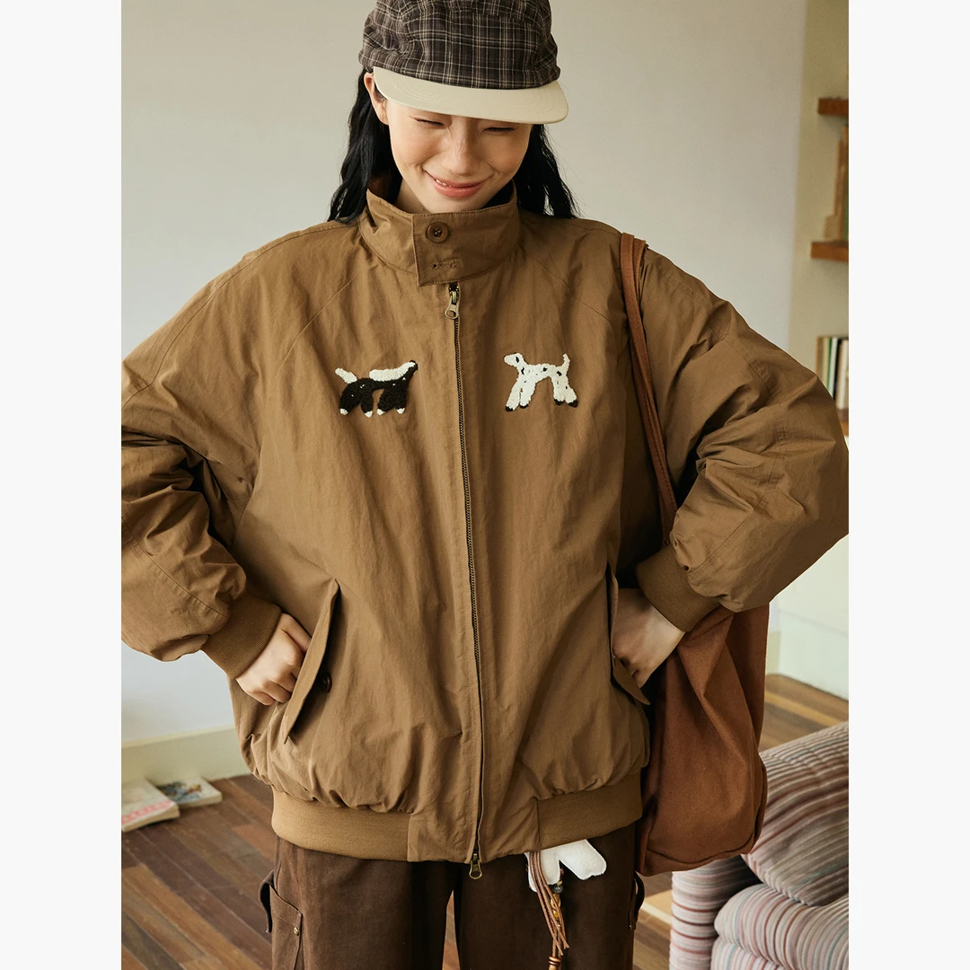 章鱼家【新国标90绒】学院风刺绣宽松羽绒服设计感秋冬季octopusme