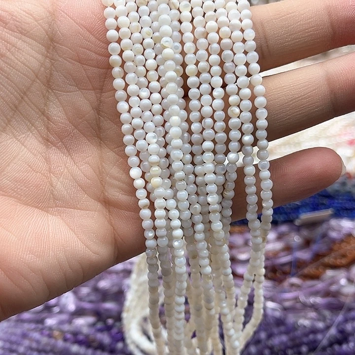 未镶嵌玛瑙/玉髓珠宝半成品2条3mm左右白蝶贝