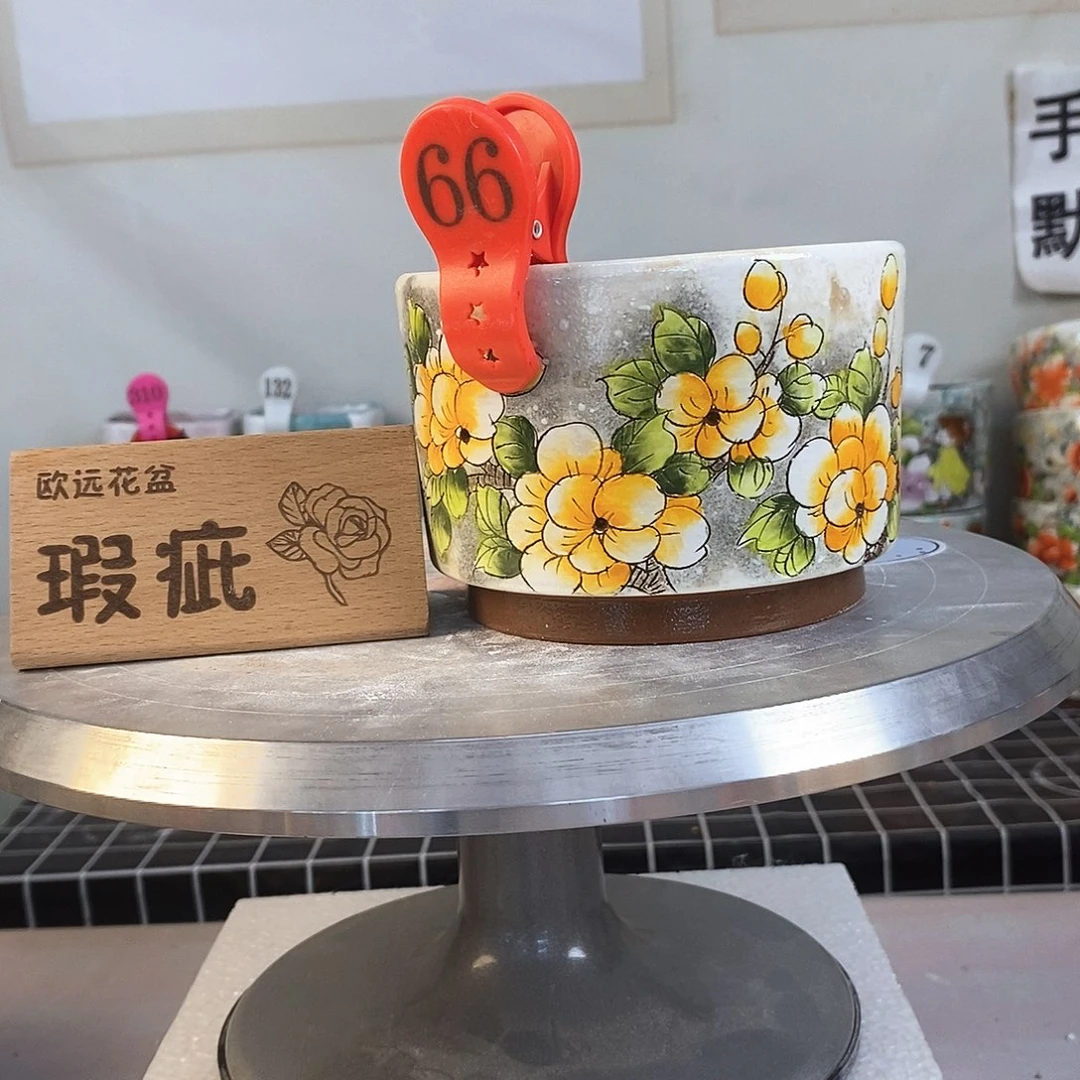 花盆紫砂红陶手绘花盆