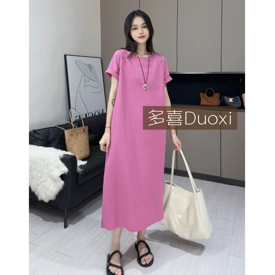 【Duoxi】"直角肩"A040# 连衣裙夏季新款 显瘦遮肉气质休闲设计感