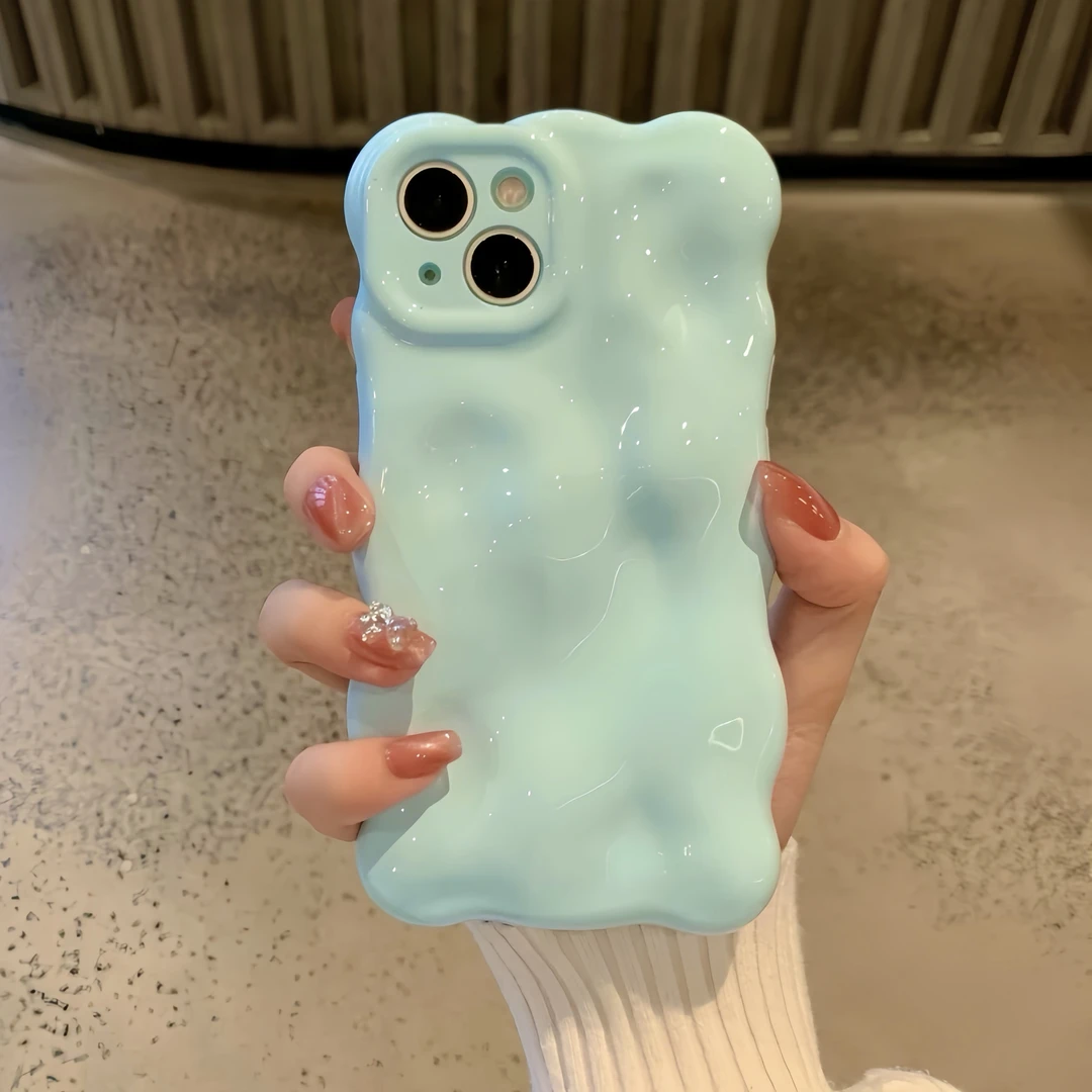 BANCA韩风温柔纯色适用苹果16promax手机壳15/14/13波浪云朵壳12