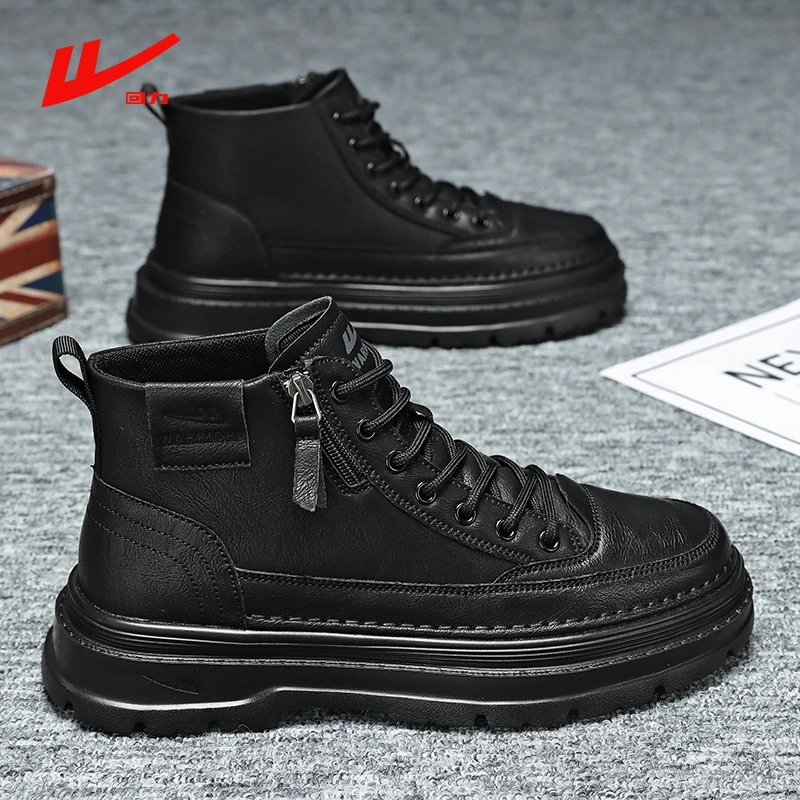 回力男鞋工地防滑耐磨工作劳保鞋2025新款秋季登山运动黑色马丁靴