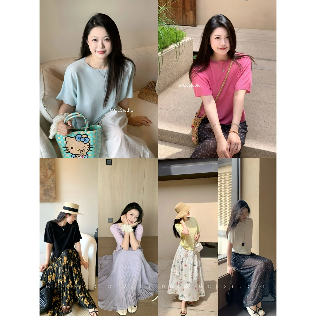 MCc《糖豆碎碎冰》6色莱赛尔亚麻t！清爽配色！蝙蝠小衫#2503