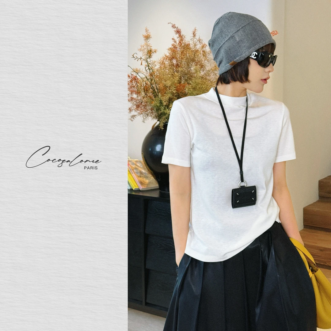 韩彬彬"直角肩"修身显瘦解锁高级内搭秋冬圆领羊毛短袖365K-4