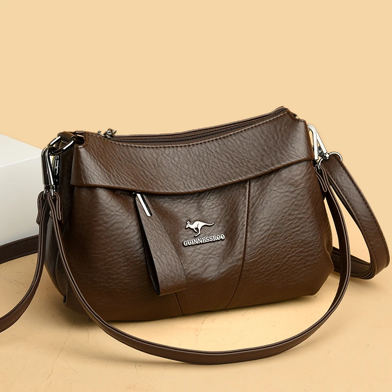 新款真皮女包单肩斜跨包中老年妈妈时尚休闲简约包包包