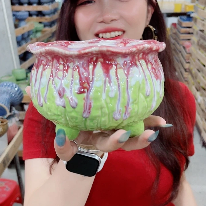 有孔,凑10元包邮陶瓷花盆发货!