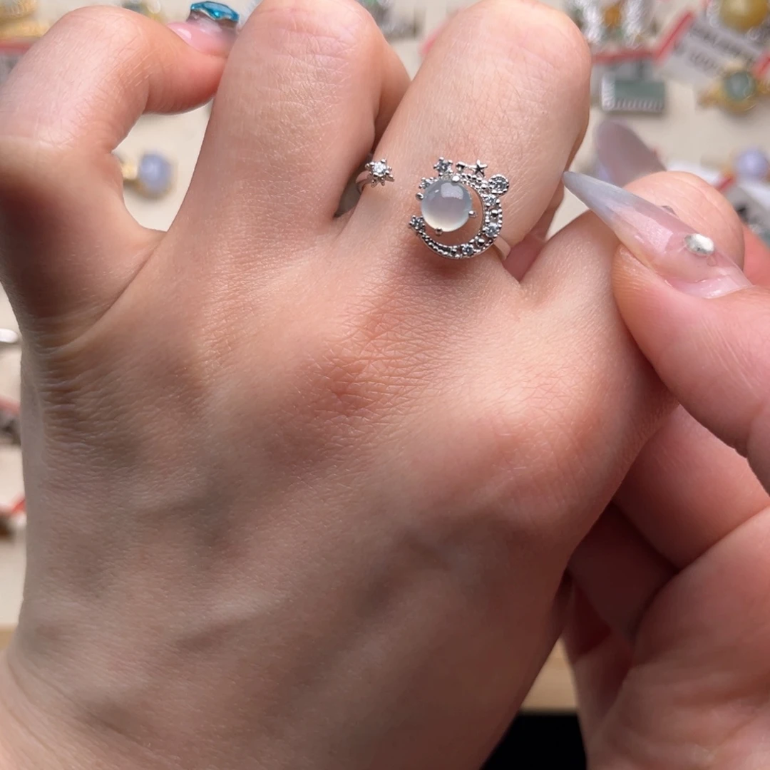 翡翠戒指银S925镶嵌665889