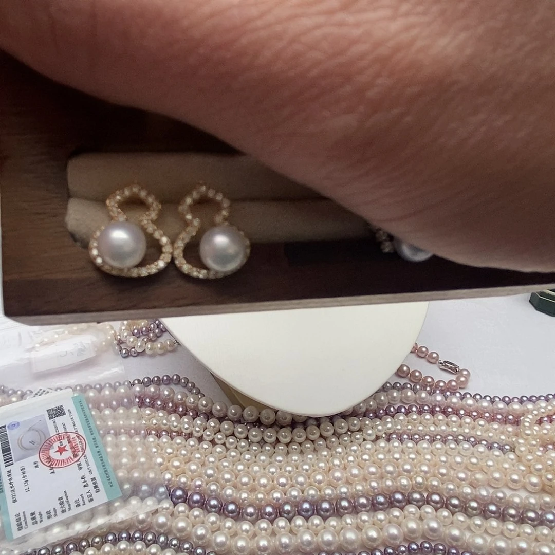 淡水珍珠耳饰银S925镶嵌