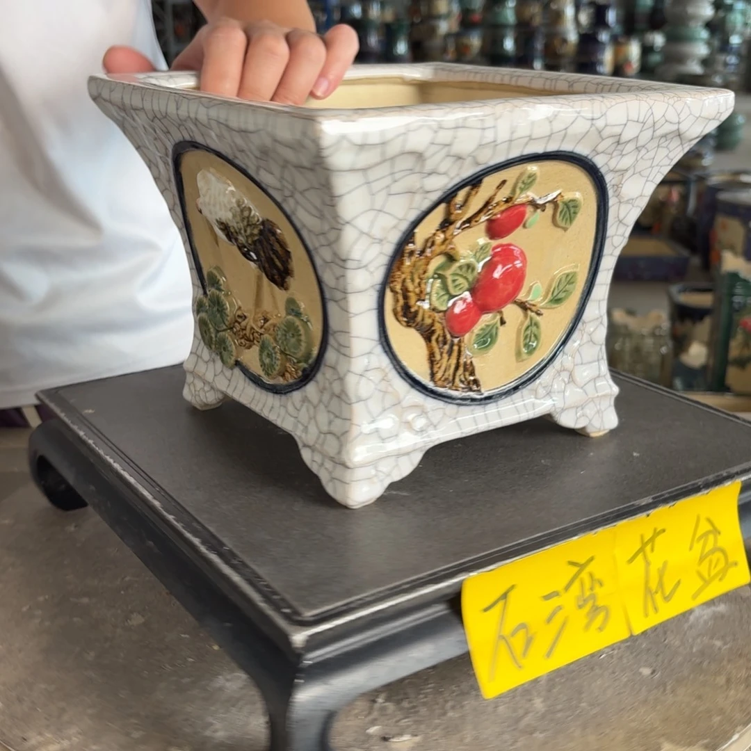 一风堂石湾花盆 修胚痕迹 内口18*14