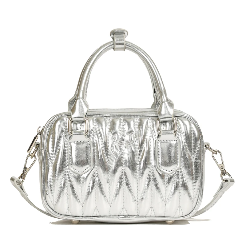 2025新款时尚百搭高品质褶皱保龄球大容量欧美波士顿枕头包