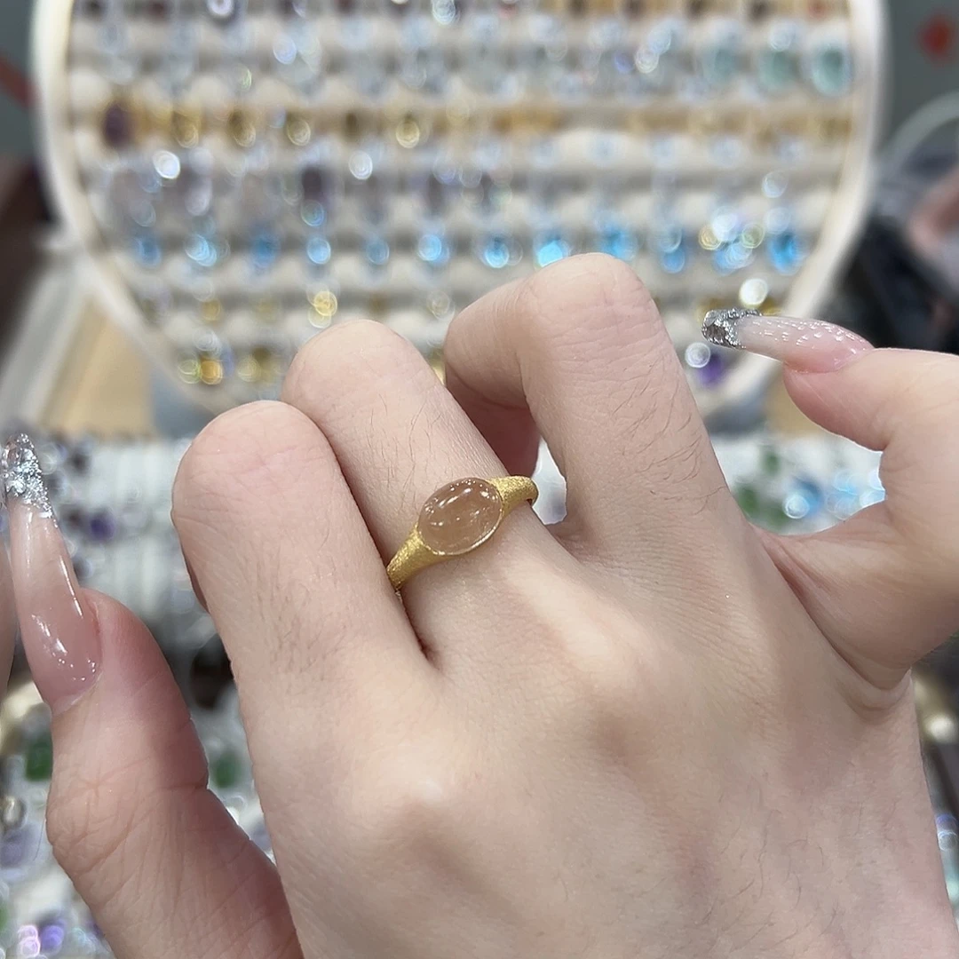 酸***梅戒指银S925镶嵌黄晶