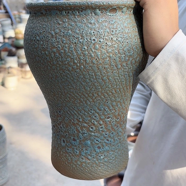 紫砂茶碗蓝泡泡口径18高度29
