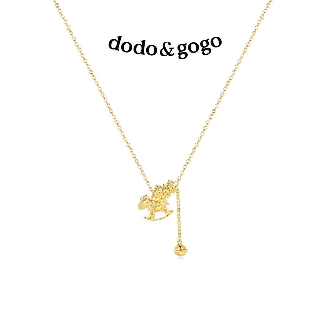 DODOGOGO 合金项链 木马金属圆环项链气质轻奢时尚百搭休闲锁骨链