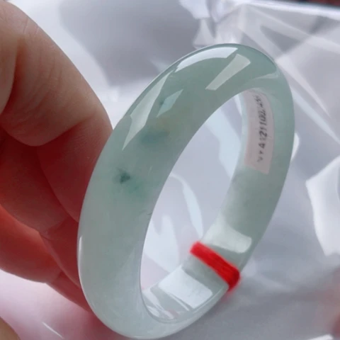 翡翠未镶嵌手镯55.8无大纹裂淡底色48小时鉴赏微棉丝